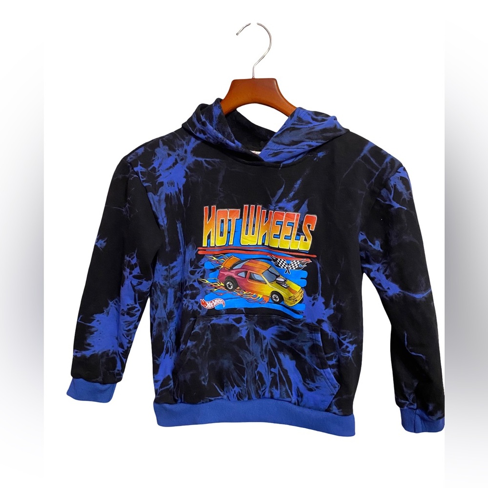 Hot Wheels Boys Graphic Tie Dye Cotton Pullover Sweatshirt Hoodie 11-12 Yrs